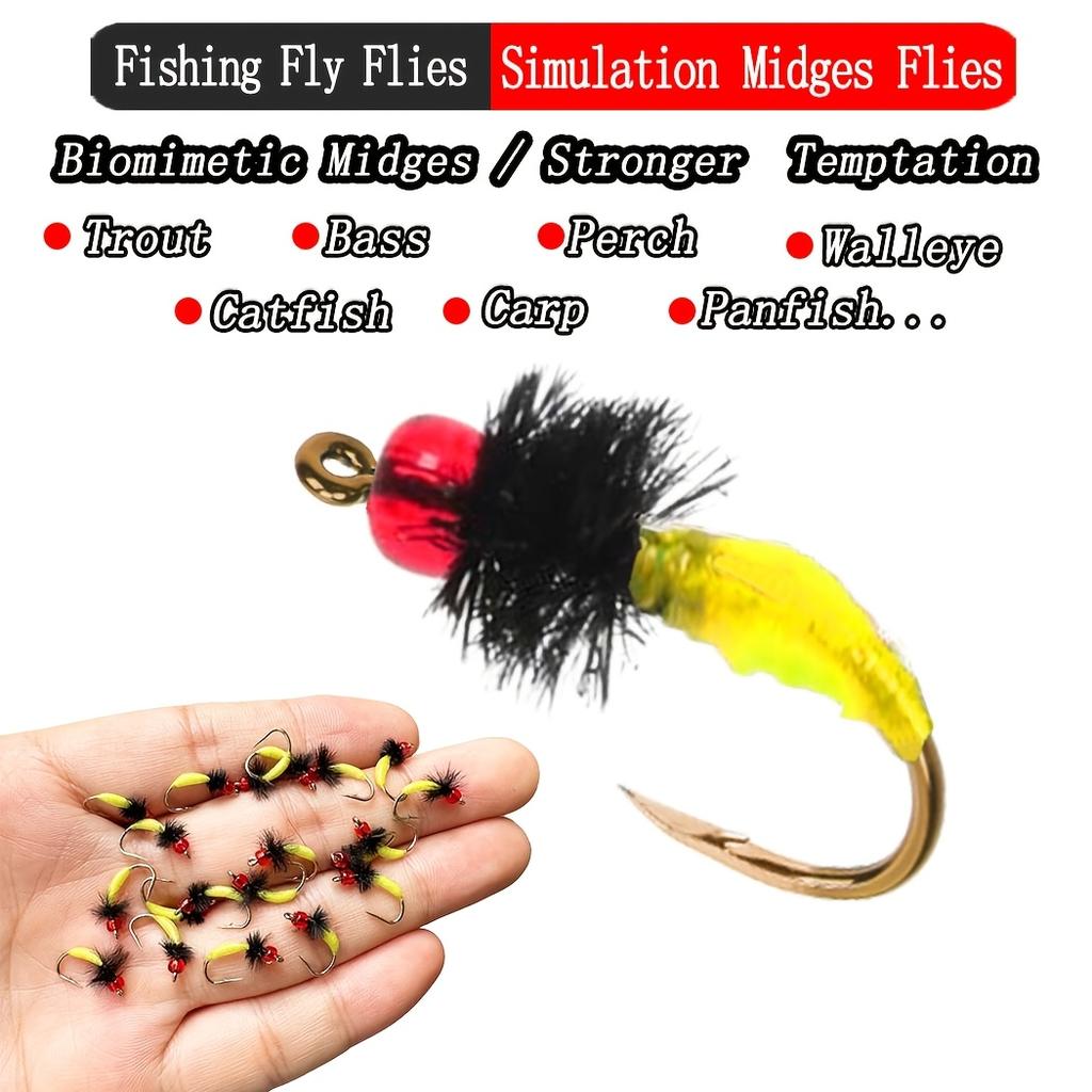 5/10Pcs Realistic Insect Red Beadhead Midges Nymph Bait  Dry Fly Trout/Bass/Carp/ Fishing Lure With Flies Box