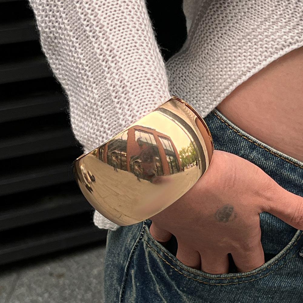 Chunky Wide Bracelets Resin Wood Alloy Hip-hop Bracelet Fashion Wide Bangle