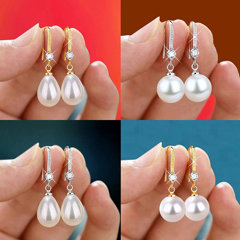 Ювелирные изделия для женщин Серьги с каплями жемчуга для женщин Серьги с красным белым круглым жемчугом Овальные серьги Свадьба Помолвка День святого Валентина Подарок