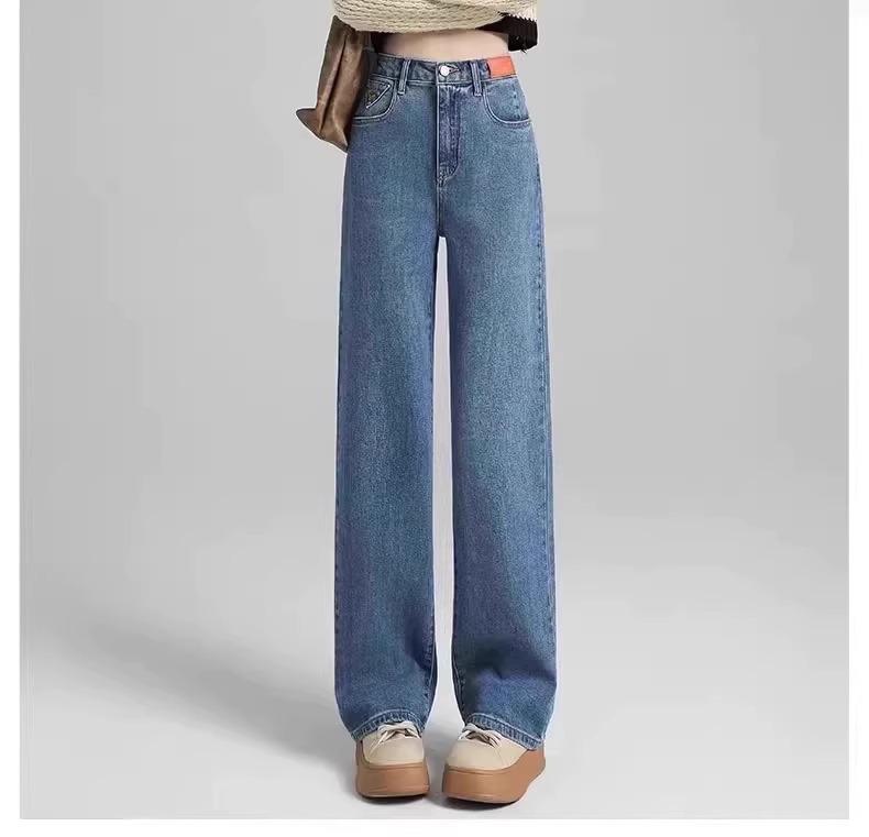 Женские джинсы 2025 года для похудения с высокой талией и широкими штанинами - Весенне-осенняя модель, маленький размер, свободный прямой стиль