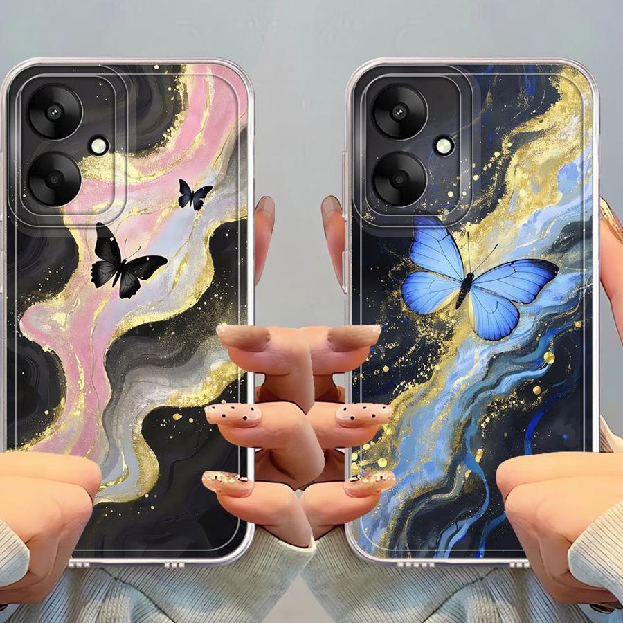 Marble Butterfly Soft Phone Cover Case for Xiaomi Poco X3 NFC X3 Pro