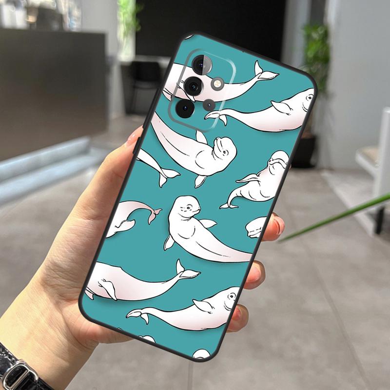 Синий Чехол с Узором Киты Океана Для Samsung Galaxy A56 A36 A26 A16 A06 A25 A54 A34 A14 A52 A32 A12 A13 A33 A53 A15 A35 A55