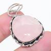 Natural Rose Quartz Gemstone 925 Sterling Silver Jewelry Pendant 1.85" J7F21