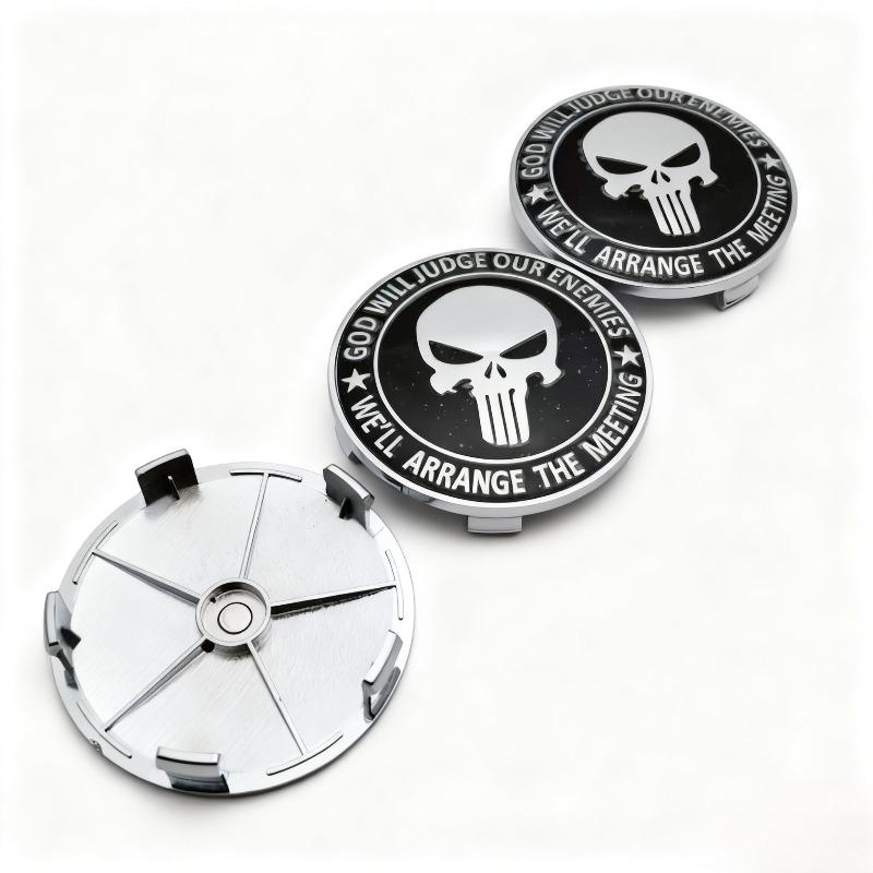 4pcs Skull Logo Emblem Car Wheel Center Caps 68MM 63MM Wheels Hub Cap Rim Hubcaps Cover Skulls Badge Replace Car Accessories