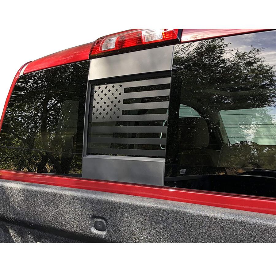 Black Rear Window Sticker American Flag Decal For 2004-18 Chevy Silverado Sierra