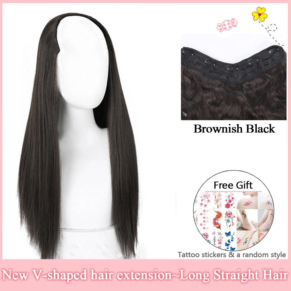 5 зажимов V тип накладные волосы синтетические наращивание волос вьющиеся термостойкие волосы