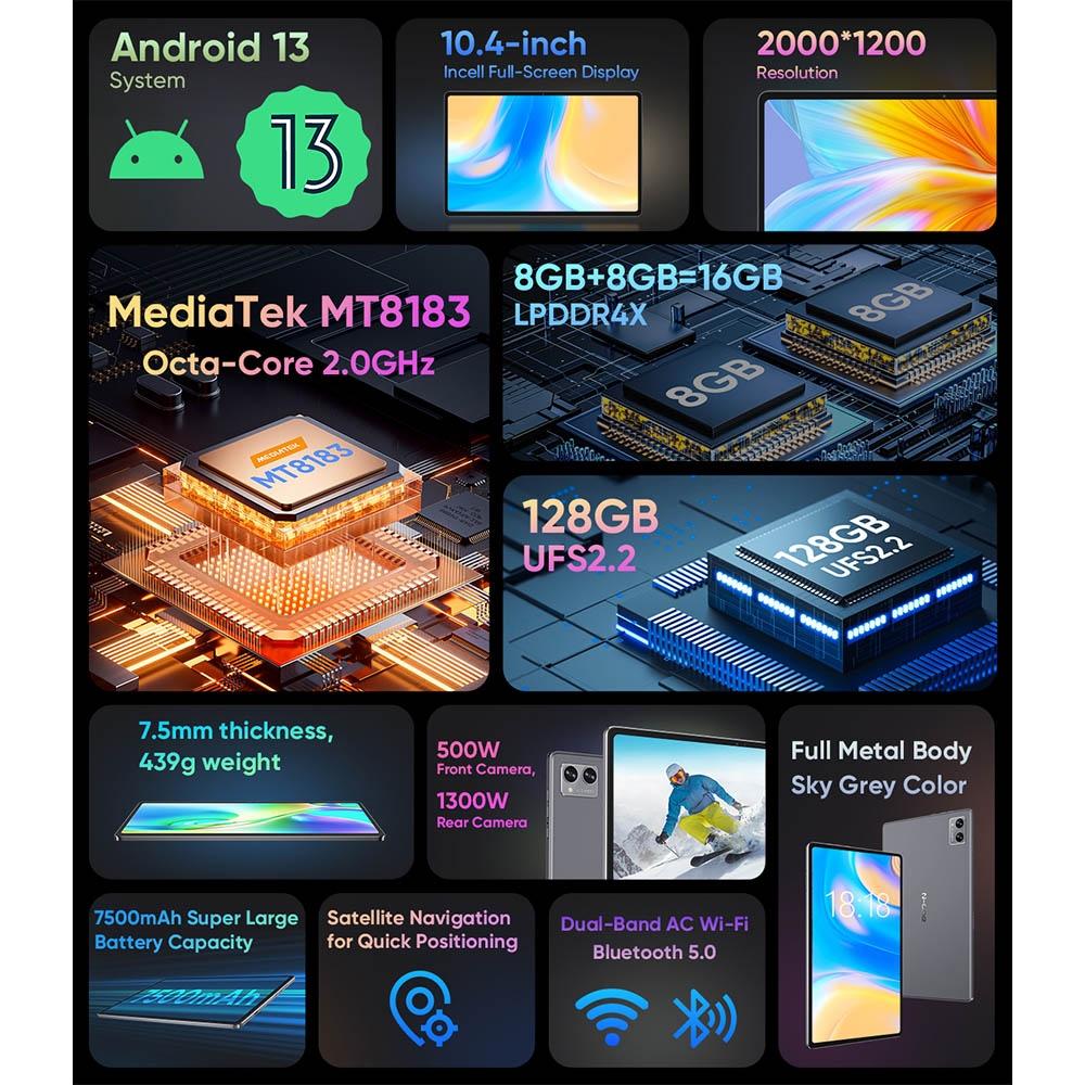 N-one Обновление NPad Plus 8 ГБ + 128 ГБ MTK 8183, восьмиядерный процессор Android 13, аккумулятор 7500 мАч