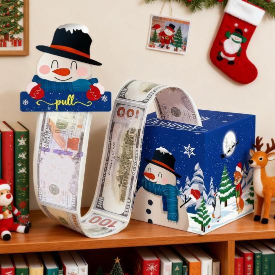 Christmas Money Box Pull-out Cash Gift Box DIY Holiday Money Gift Box with Transparent