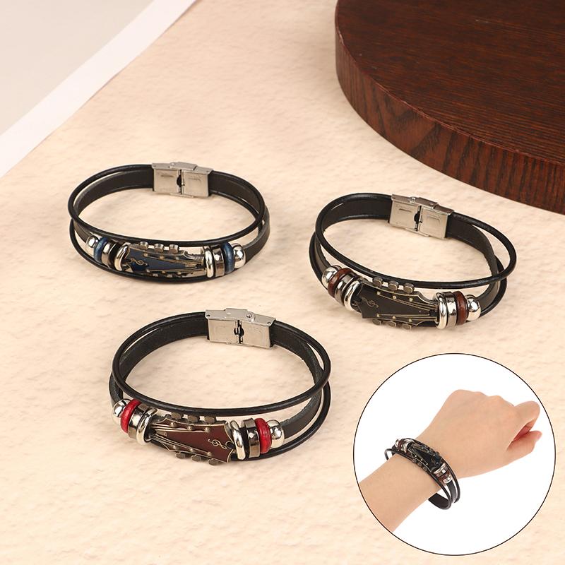 Ретро кожаный браслет-гитара мужской женский браслет-манжета музыкальный браслет для мужчин и женщин подарок любителям музыки