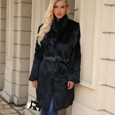 00 Пальто-жакет из длинного кроличьего меха, пояс, имитация меха, плюшевое пальто, легкая роскошь, универсальный рекс-кролик