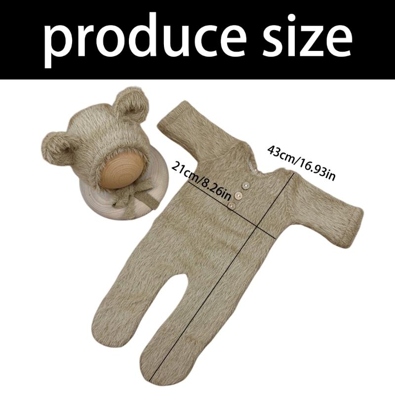 Девочка Мальчик Фото Реквизит Новорожденный Младенец Костюм Медведь Тема Комбинезон Шапка Одежда Наряд Фотосессия Одежда Детские Товары