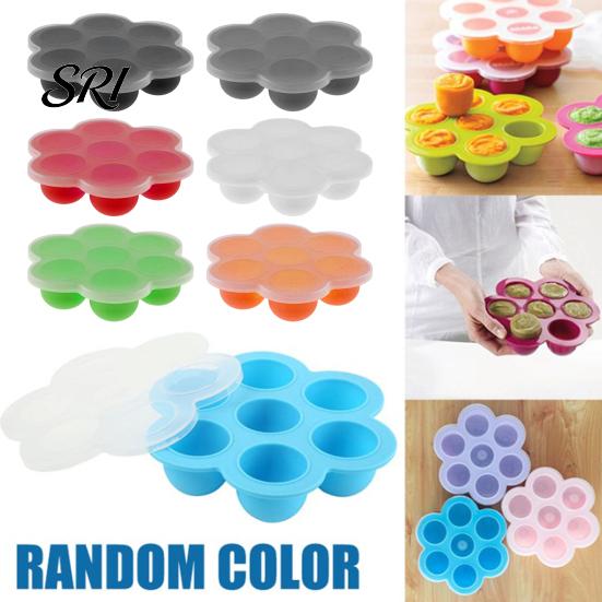 Freezer Storage Containers Food Trays with Lid 7-Cavity Silicone Container for Easy Access Tray Freezing Breast Milk Ice Cubes And Fruit Purees