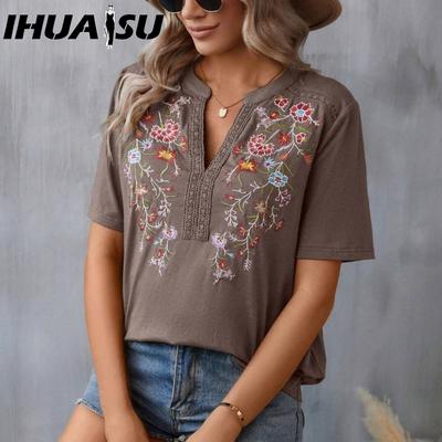 Летняя мода вышивка миллион стежков кружевной топ женская футболка