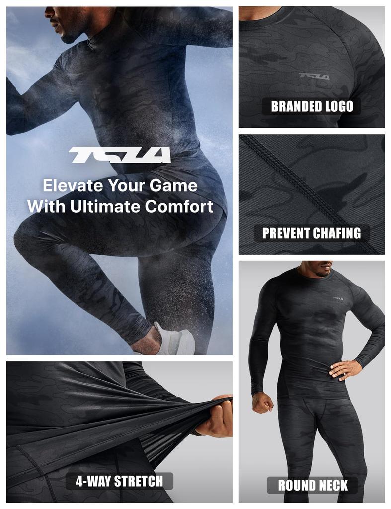 Спортивная футболка с круглым вырезом Tesla, компрессионное термобелье Power Stretch, всесезонная [защита от УФ-лучей, влагоотводящая, быстросохнущая] одежда, MUD01-JPK_S