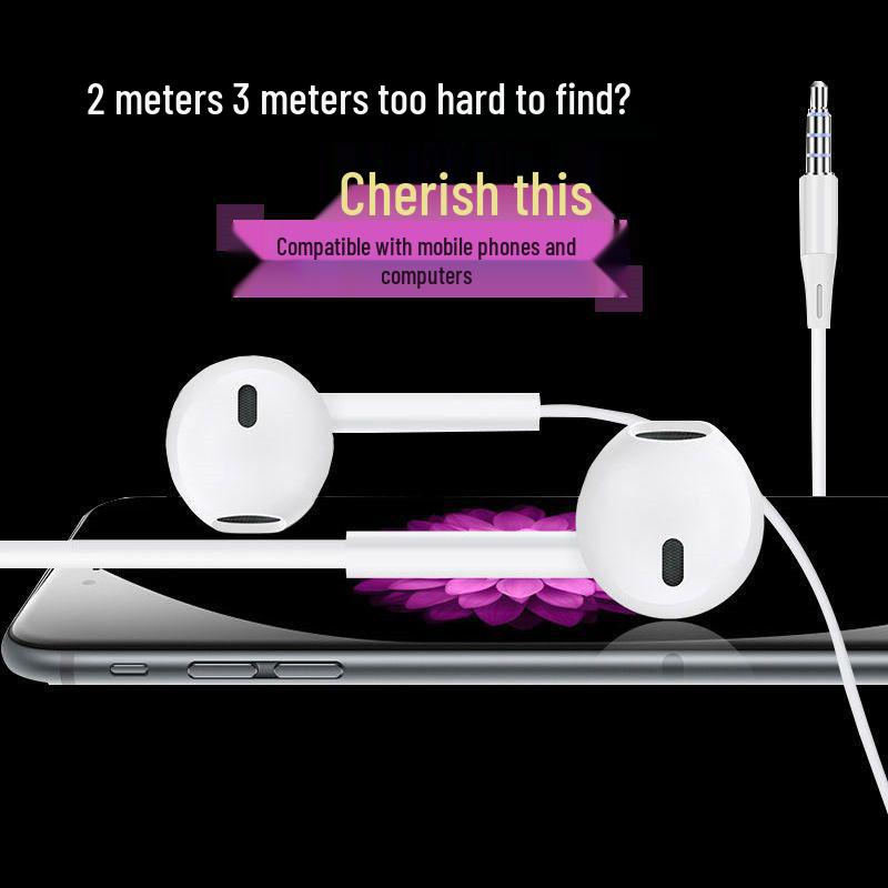 Wired In-Ear Computer Headphones with Microphone and 2-3 Meter Extension Cable, Dual Plug for Live Monitoring.