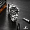 CHAXIGO444 New Trendy Men's Steel Belt Quartz Three Eye Timing Business Watch Night Light Waterproof Watches for Man Reloj