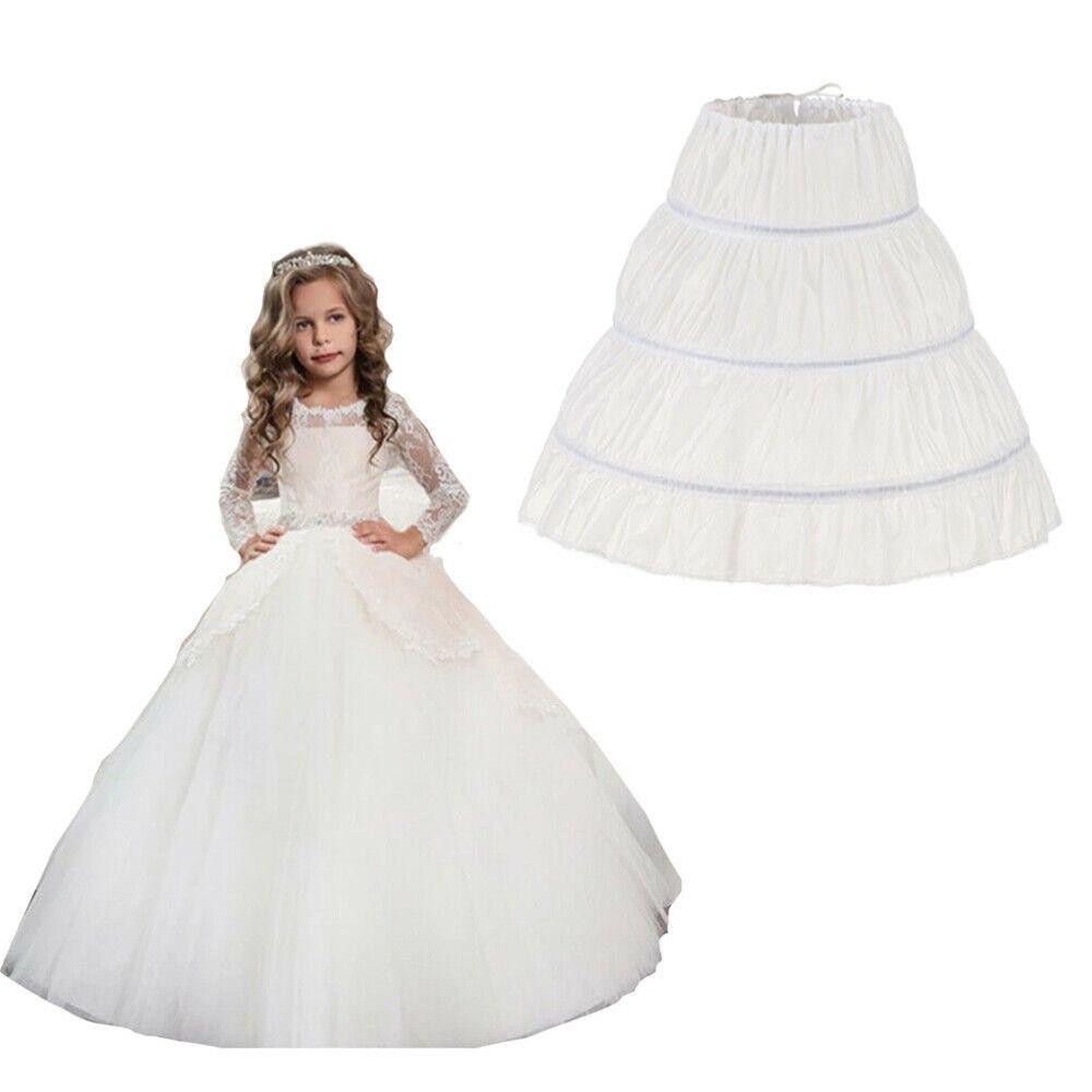 Children 3 Hoops Tutu Skirt White Lace Princess Skirt Flower Crinoline Skirt Petticoat