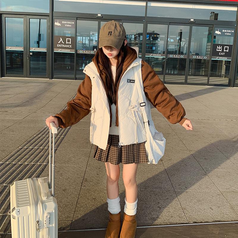 Пуховик из хлопка Новый Поддельный Двухпредметный Короткий Зимний Корейский Стиль Модный Свободный Хлопковый Пиджак Утолщенное Хлопковое Пальто Женский Пиджак