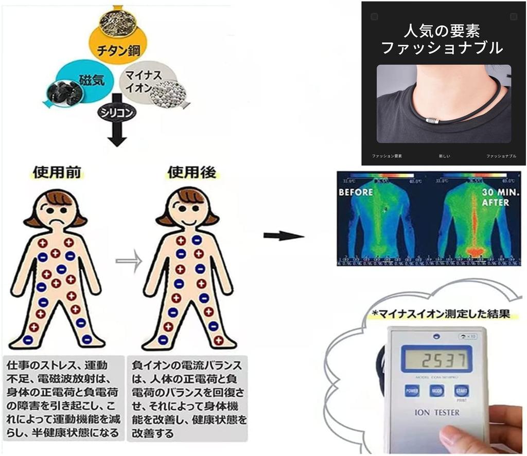 FUANNA Titanium Magnetic Germanium Sports Necklace, Unisex, Silicone, 2 Sizes, Suitable for All Seasons (50, Black)