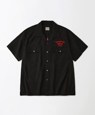 ВЫДАЮЩАЯСЯ Полурубашка с открытым воротником и цепным стежком Черная