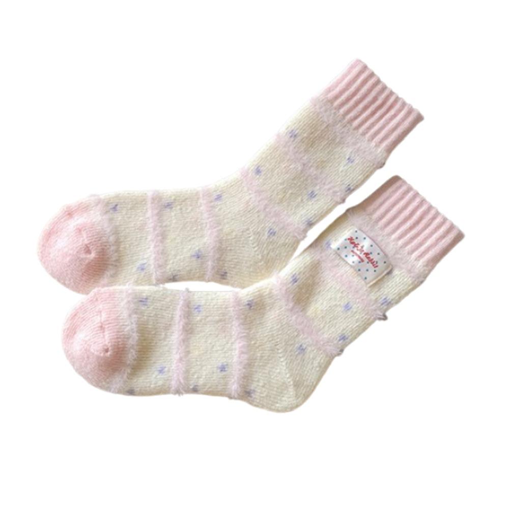 Absorb Sweat Mid Tube Socks Candy Color Thickened Floor Socks Korean Women's Socks Autumn Winter