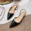 Beautiful Rear Empty Cool Slippers Women's 2025 New High-heeled Rivet Single Shoes Niche Design Temperament Pointed Sandals