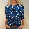 Women's Fashion Casual Round Neck 3/4 Sleeve Loose Printed T-Shirt Ladies Top