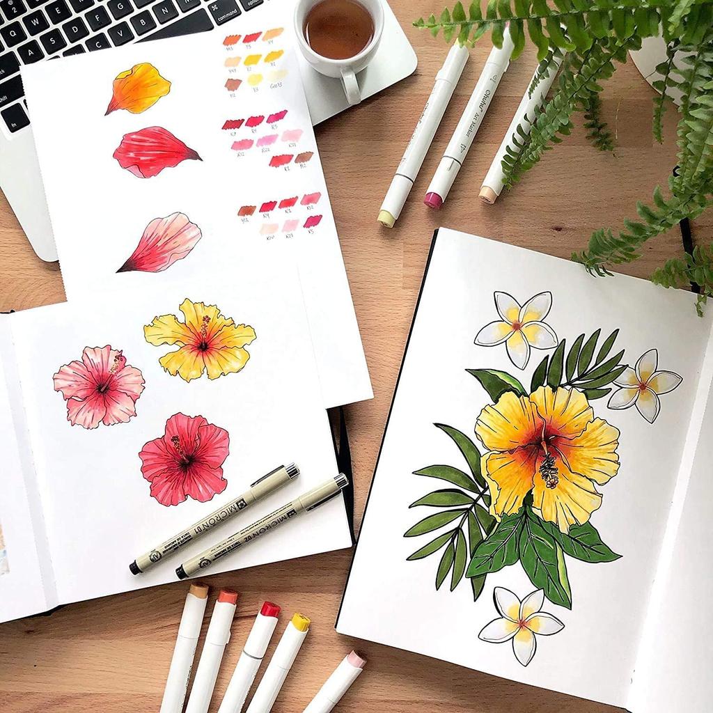 Ohuhu Тяжелый 200 г/м² 175 мм x Мини Подходит для цветной спиртовой иллюстрации и и Рождественский подарок Скетчбук, Бумага, 165 мм, Готов для маркеров,