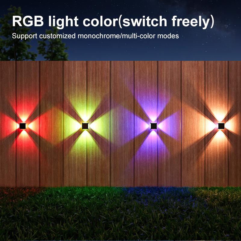 1-2 шт. Солнечный светильник для забора, уличный, теплый белый, RGB, 2/4 светодиода, на солнечных батареях, от заката до рассвета, солнечный светильник для террасы, водонепроницаемый, для заднего двора, бассейна