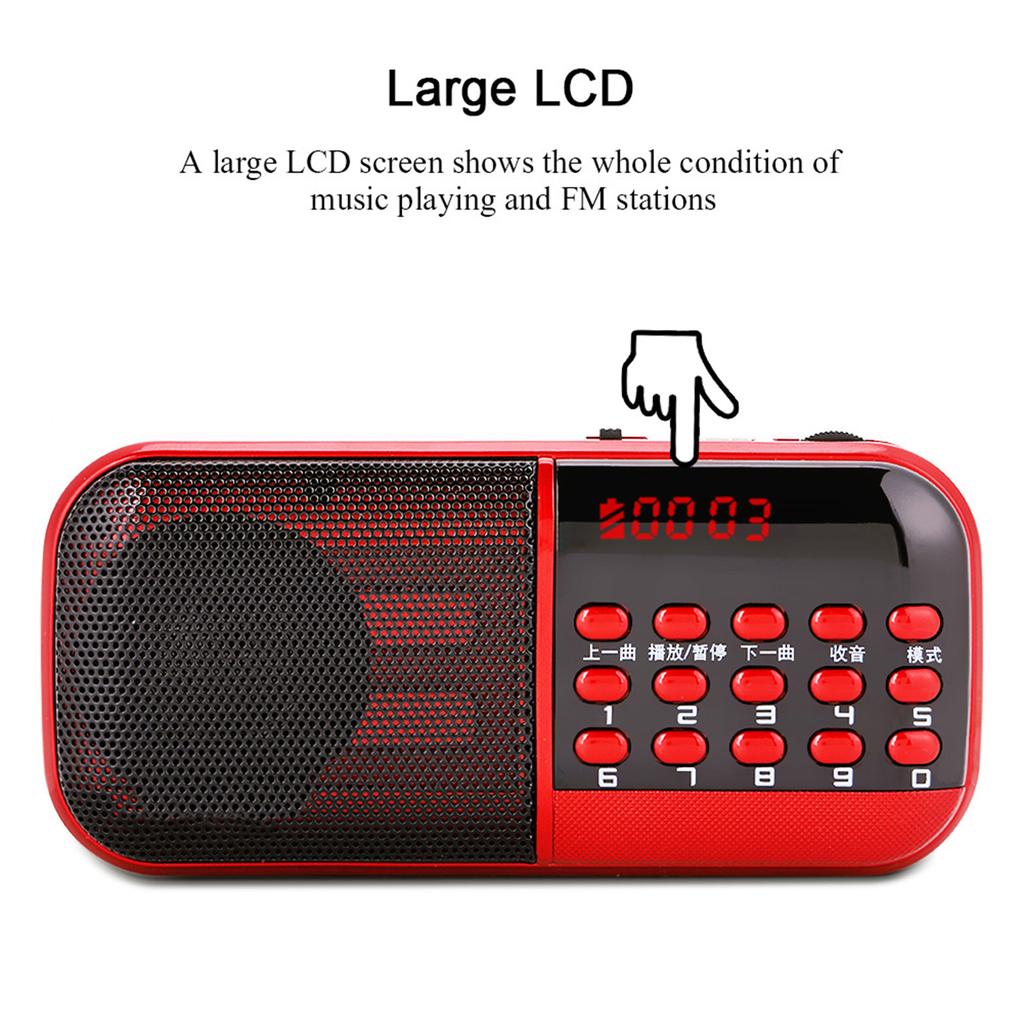 Memory Card Music Mini Speaker Radio 87.5‑108MHz FM Stations Noise Cancelling Digital FM Radio