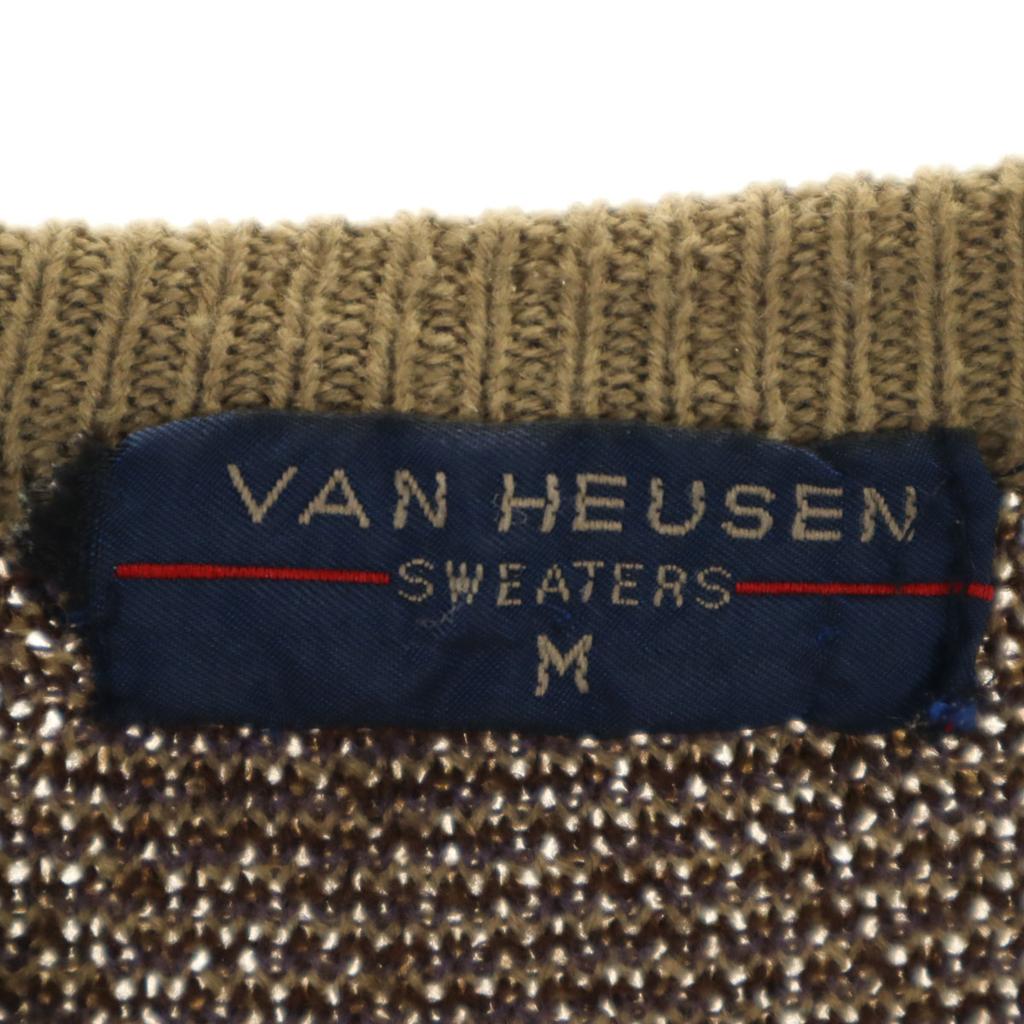 VAN HEUSEN 80-е 90-е Старый комбинезон ручка Свитер с длинным рукавом M Коричневый трикотаж Мужской Б/У
