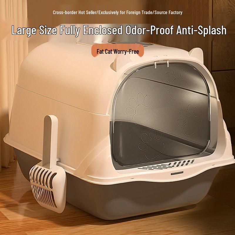 Extra Large Enclosed Cat Litter Box with Handle - Anti-Splash, Odor-Proof Design.