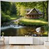 Гобелен с рисунком «Лесная хижина» и «Река», гобелен для спальни, гостиной, настенное украшение для дома, гобелен