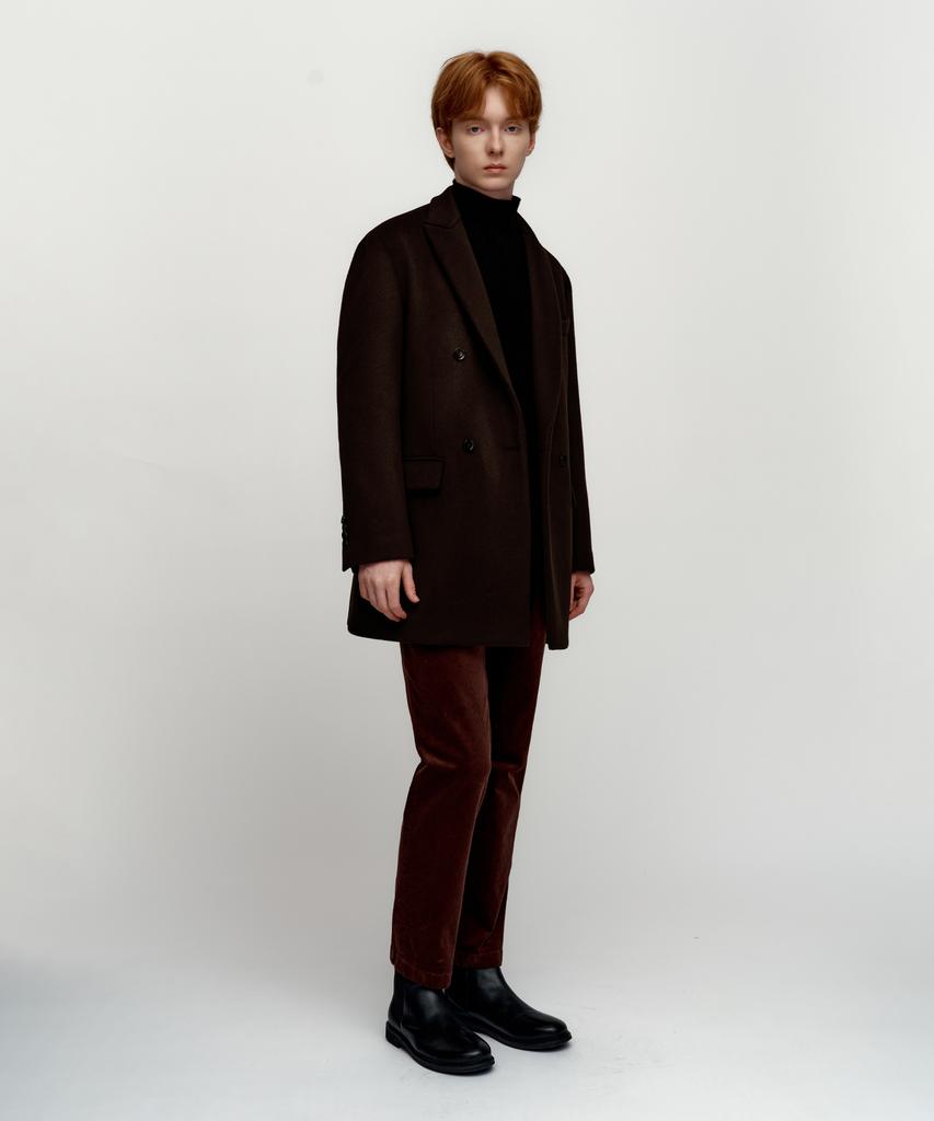 Solew Wool Double Half Coat_Dark Brown