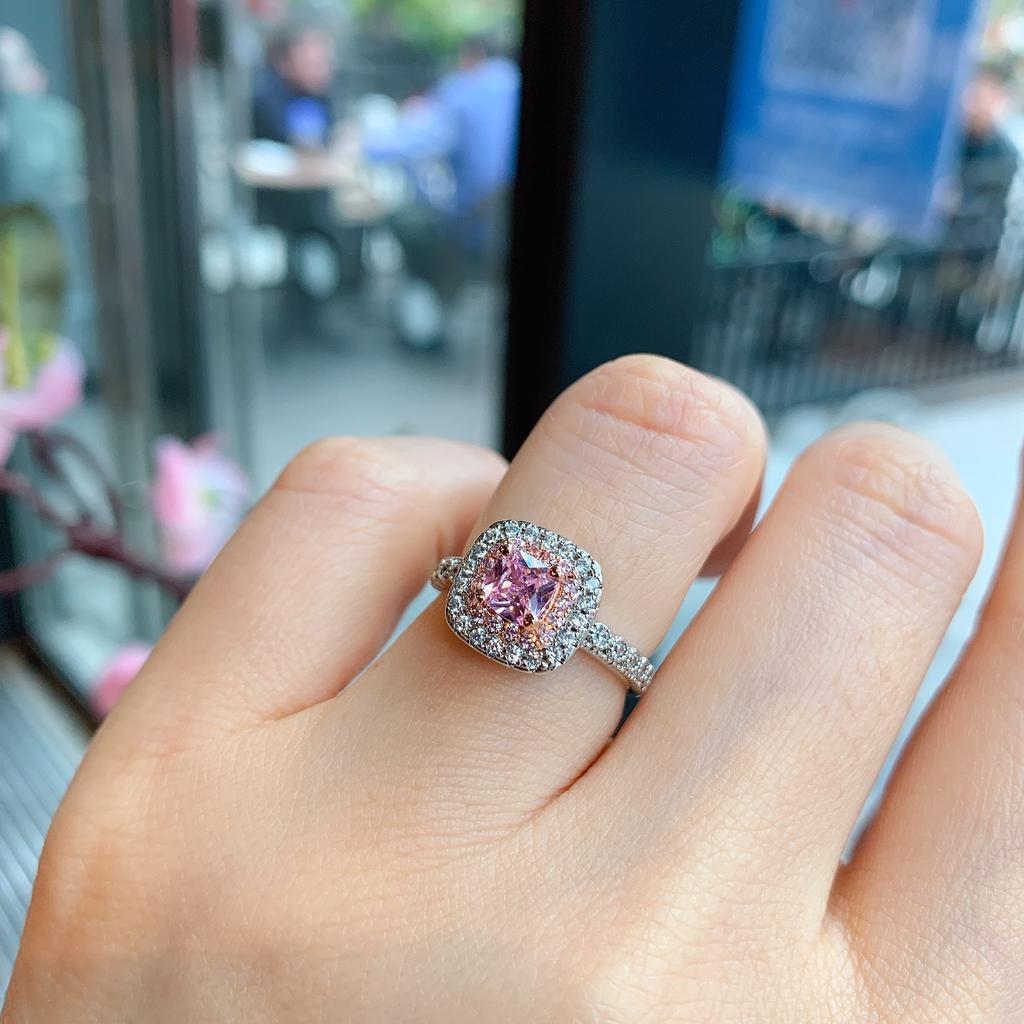 Кольцо Burst с маленьким кубиком сахара, серьги-гвоздики с розовыми бриллиантами из серебра 925 пробы с цирконами, браслет, аксессуары для колец.