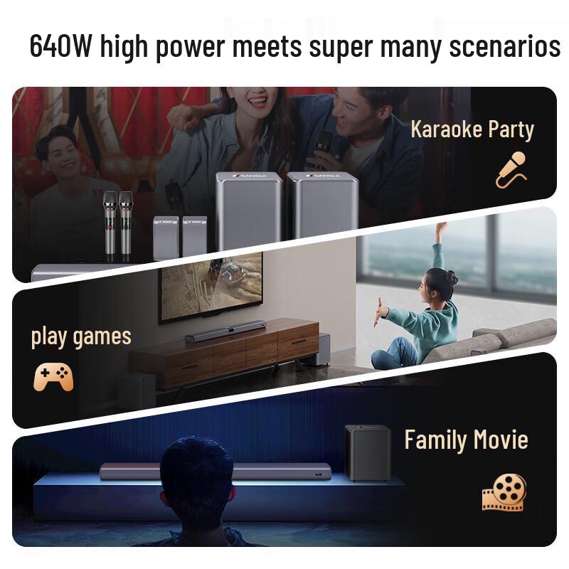 SANSUI DV-99C Dolby Atmos KTV Soundbar Home Theater System