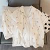 1 Set Soft Floral Print Pajama Set Casual Short Sleeve Button Top & Shorts Faux Cotton Women's Loungewear Sleepwear Ladies