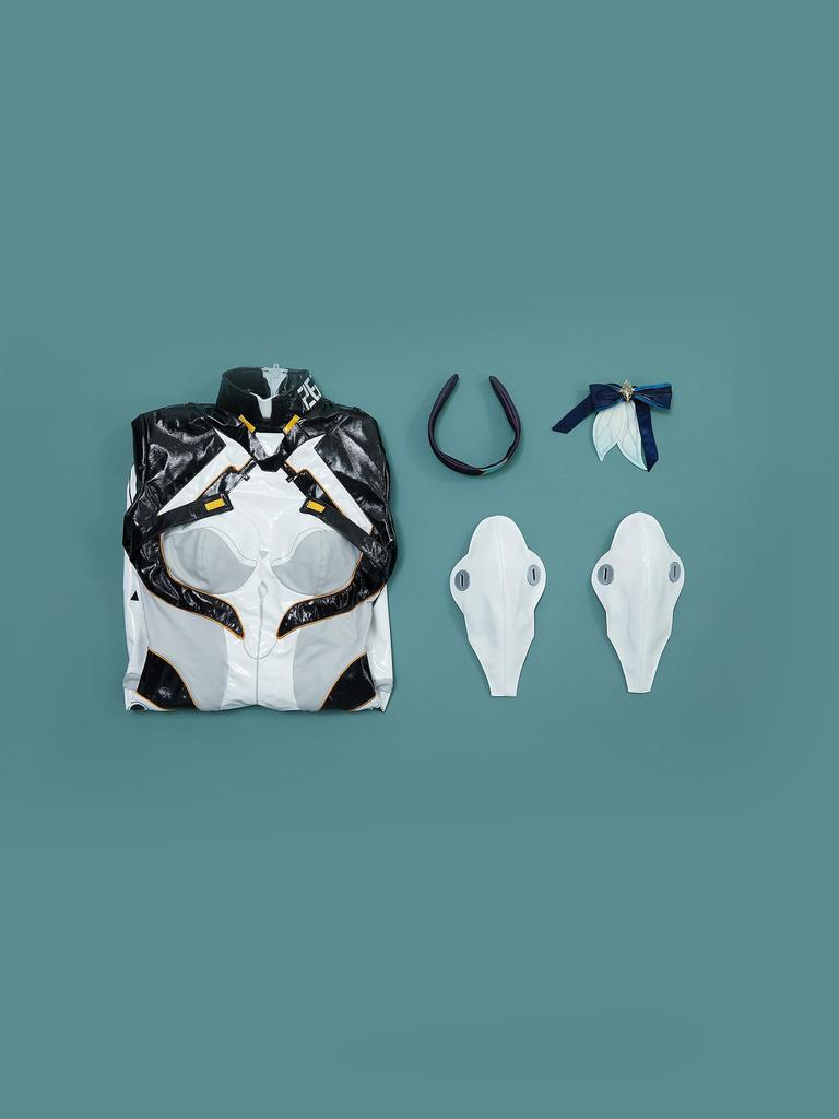 Adult Anime Game Combat Costume Cosplay Costume Cool Cute Bodysuit Leotard Costume Set Fancy Dress Transformation Disguise White [Miccostumes] Women's