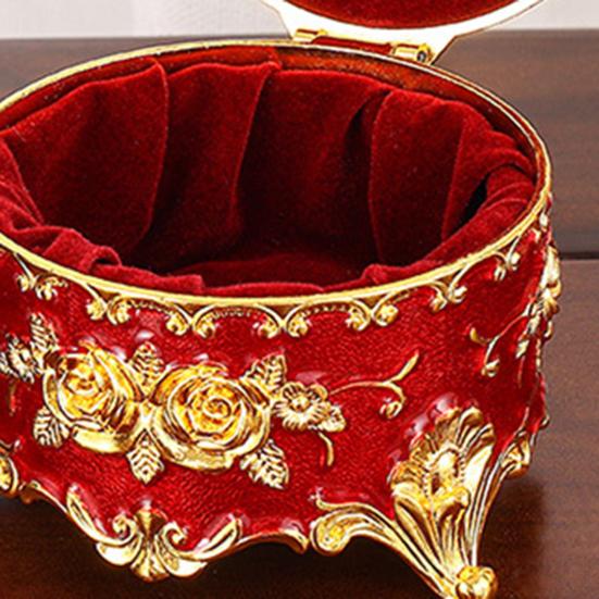 Эмалированная шкатулка для хранения драгоценностей, металлический органайзер для ювелирных изделий с розовым узором для спальни