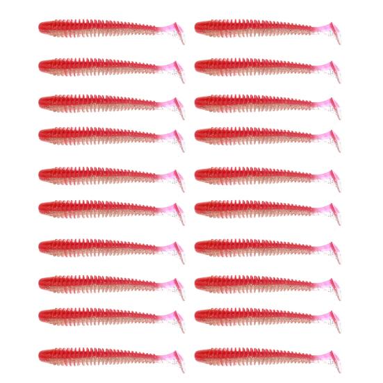 20Pcs Fishing Lures Soft Baits with T-Tail Vibrant Color Mini Size Portable Flexible Fake Lures Artificial Baits