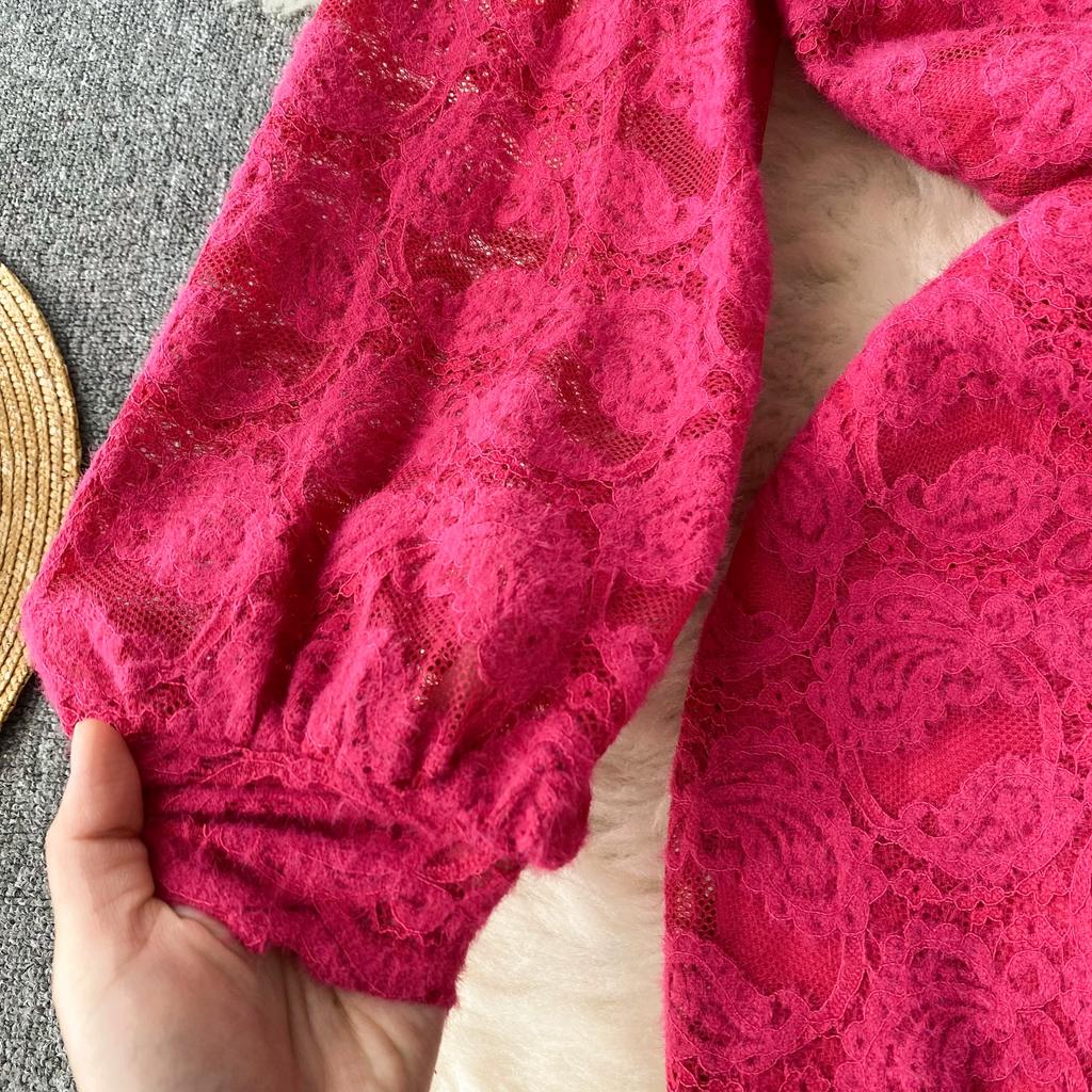 Новые женские элегантные кружевные платья-карандаш с v-образным вырезом для дня рождения, сексуальное вечернее платье-карандаш с длинными рукавами и разрезом, рождественское платье