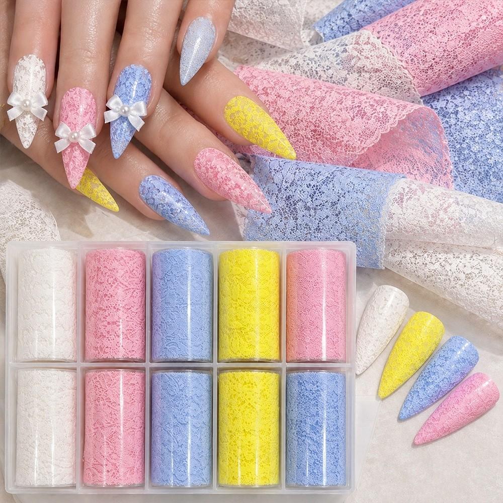 Lace Design Nail Foils Black White Nail Decals Fashion Manicure Decals  Nail Decoration