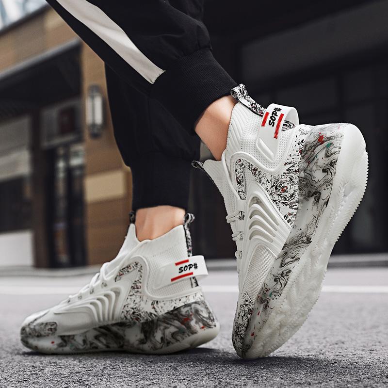 Мужская модная дышащая обувь большого размера с высоким берцем и сеткой