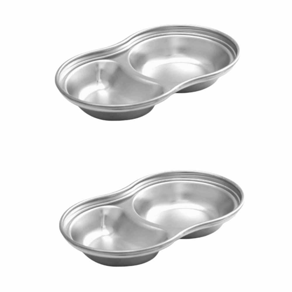 2Pcs Stainless Steel Seasoning Dish 2/3/4 Grid Thickened Divided Dip Bowls Easy Clean Stackable Vinegar Soy Spice Condiment Tray