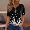 Women's T Shirt Tee Print Button Short Sleeve Daily Weekend Fashion Basic V- Neck Regular Top