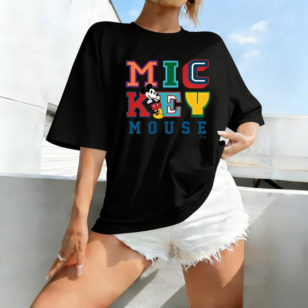 Mickey Mouse Disney T Shirt Women Man Cotton Oversized Short Sleeve Tee Graphic Print Summer Casual Streetwear 2026 Trendy Tops