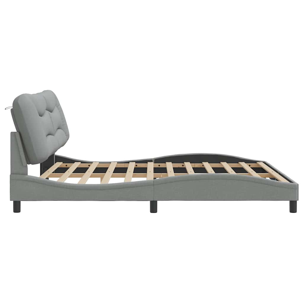 Bed Frame without Mattress Hvar Light Grey 200x200 cm Fabric