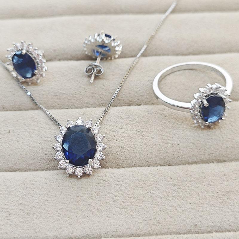 Umcho Женское кольцо из стерлингового серебра 925 пробы, ожерелье, серьги, открытое регулируемое кольцо, женский подарочный комплект ювелирных изделий