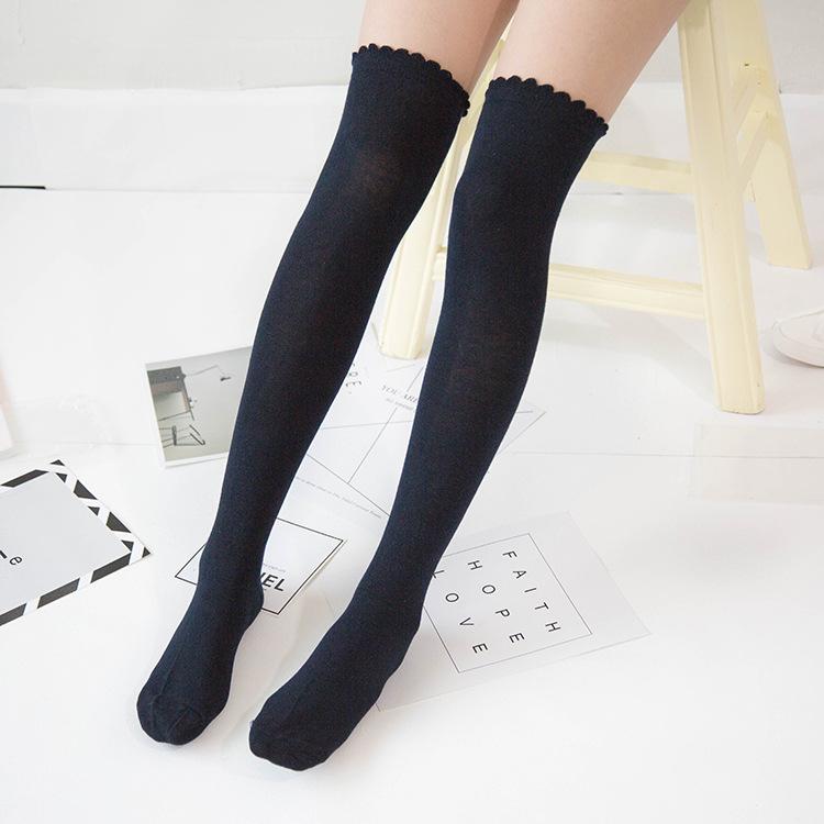 Japanese Style Lolita JK Winter Over-the-Knee High Socks Handmade Cotton Breathable Socks Crew Length Body Logo Anti-Bacterial