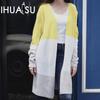 Women's Autumn and Winter Commuter Big Size Splicing Stripe Knitted Cardigan Long Loose Sweater